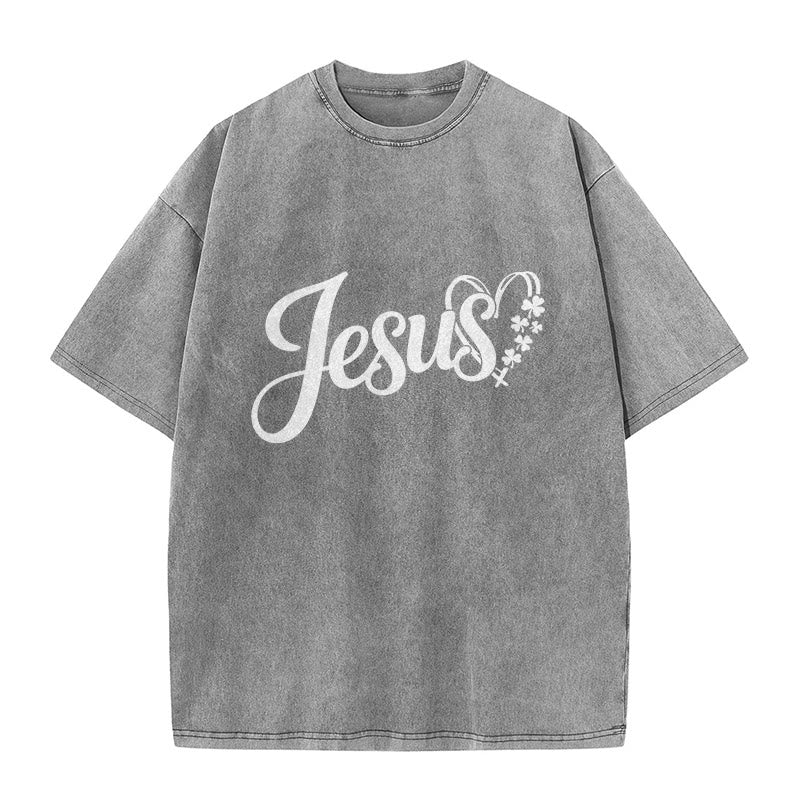 Christianartworkshop It's Never Luck It's Always God Jesus Unisex Washed T-Shirt - image 17