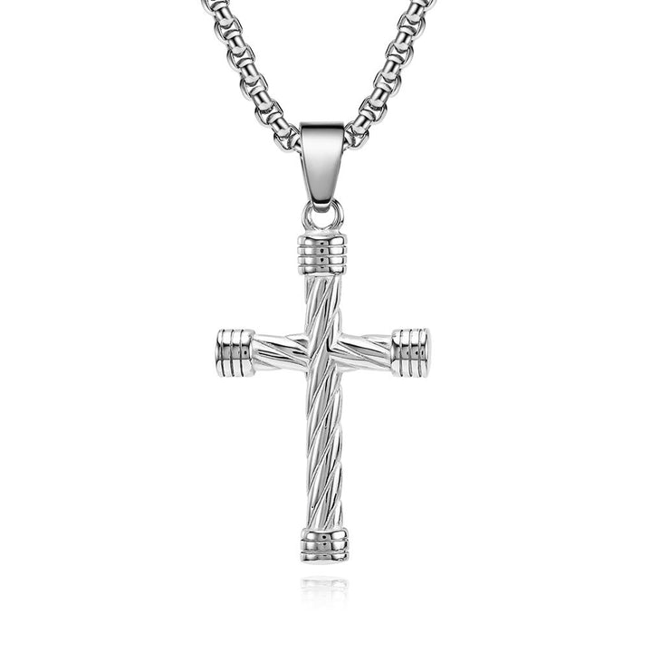 Christianartworkshop Twisted Texture Cross Pendant Necklace: Embody His Enduring Strength - Silver - image 3