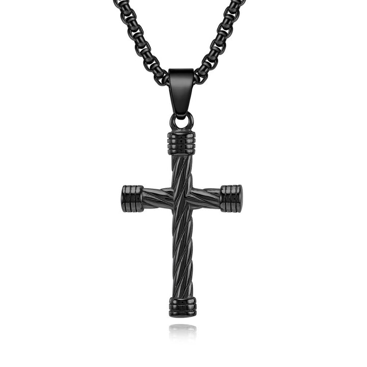 Christianartworkshop Twisted Texture Cross Pendant Necklace: Embody His Enduring Strength - Black - image 5