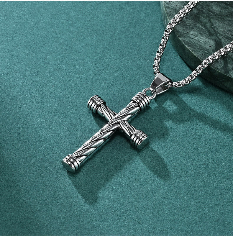 Christianartworkshop Twisted Texture Cross Pendant Necklace: Embody His Enduring Strength - image 1