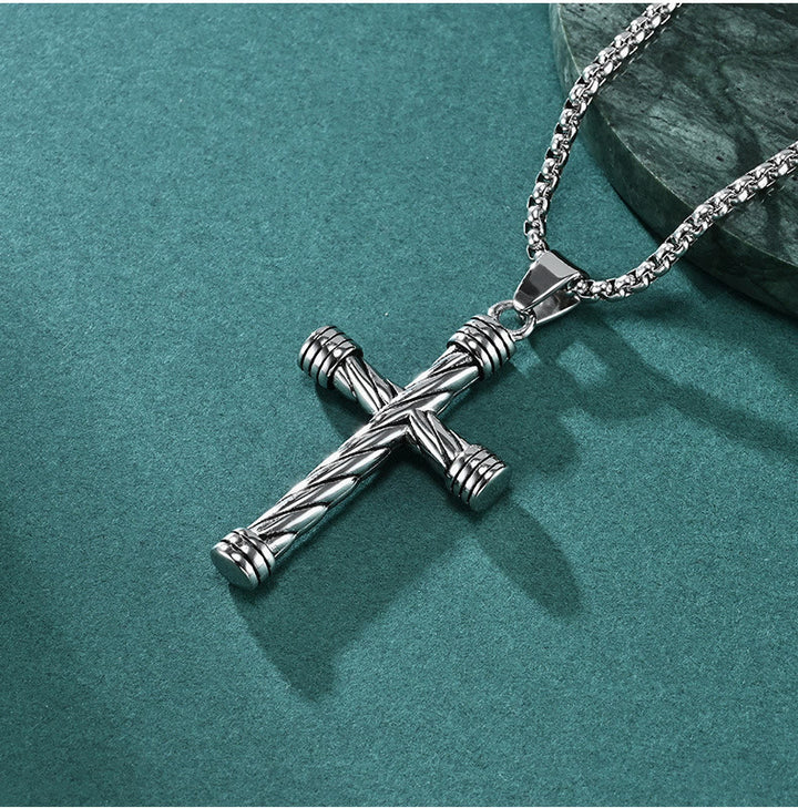 Christianartworkshop Twisted Texture Cross Pendant Necklace: Embody His Enduring Strength - image 1
