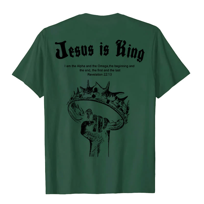 Christianartworkshop Jesus is King T-shirt - Dark Green - 2XL - image 8
