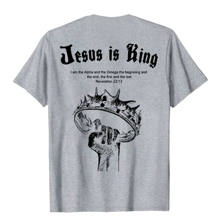 Christianartworkshop Jesus is King T-shirt - Grey - 2XL - image 8