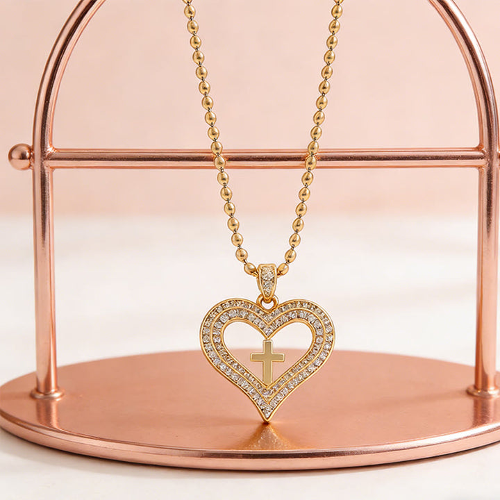 Christianartworkshop Golden Heart & Cross Sparkle Pendant Necklace: Embody His Sacred Love - image 5