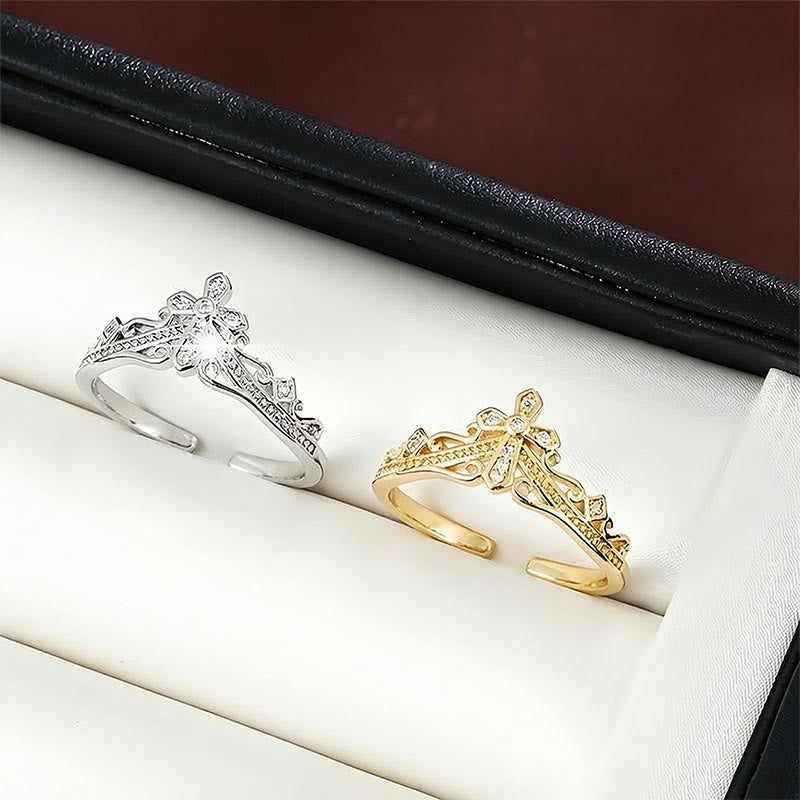Christianartworkshop Dual Polished Style Cross-Crown Ring: Carry His Royal Care Close Daily - image 1