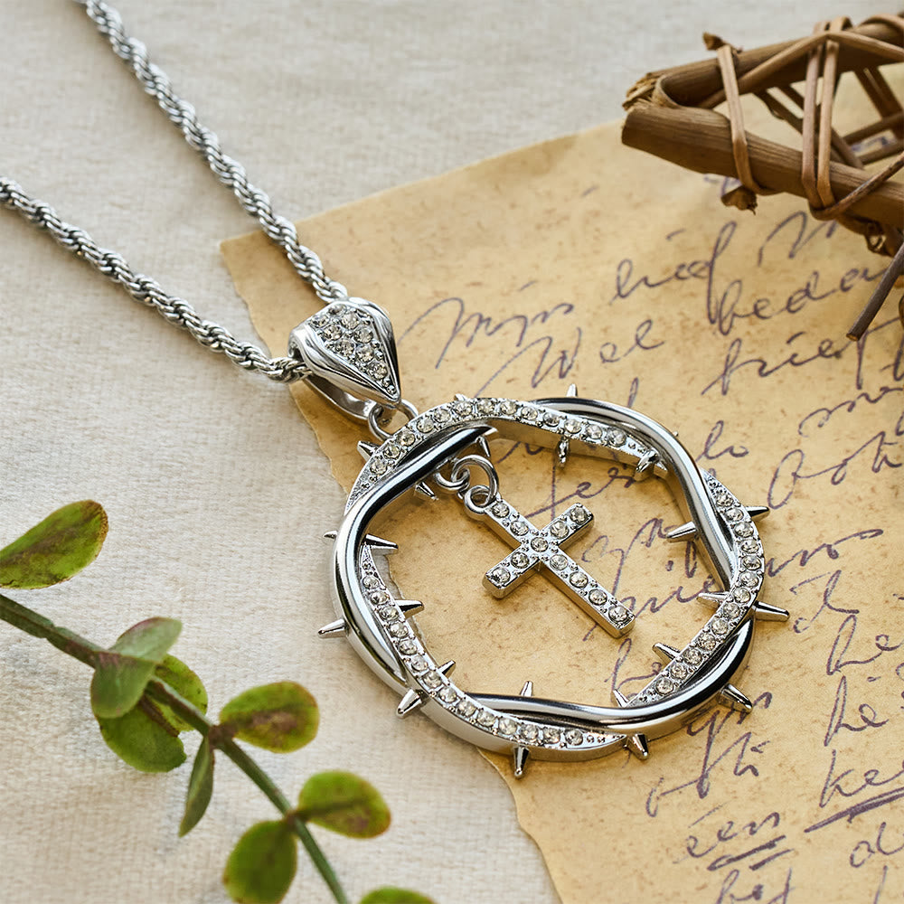 Christianartworkshop Thorn Crown & Cross Pendant: Faith & Grace Reminder for Daily Wear - Silver - image 5