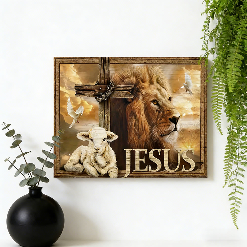 Christianartworkshop Lion of Judah & Lamb of God Wall Art Print: Sacred Symbols of Strength - image 2