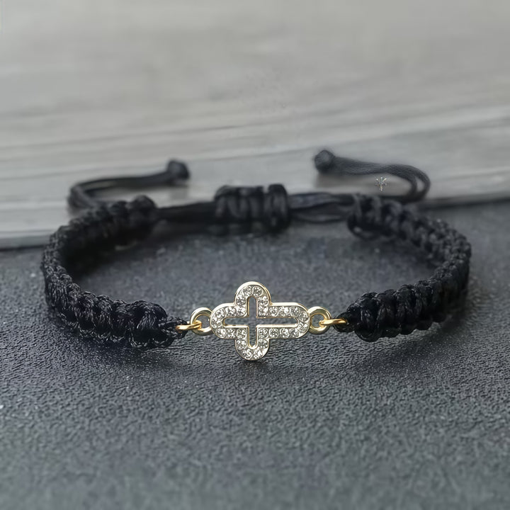 Christianartworkshop Woven Cord Cross with Shimmering Cross Bracelet: Ground Your Faith in His Enduring Presence - Black - image 4