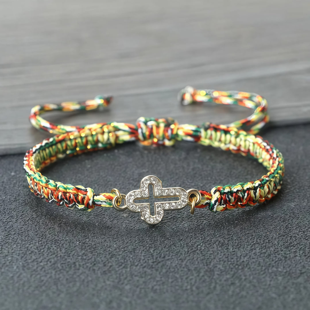 Christianartworkshop Woven Cord Cross with Shimmering Cross Bracelet: Ground Your Faith in His Enduring Presence - Colorful - image 11