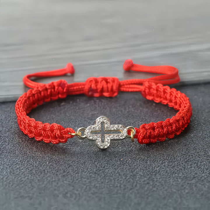 Christianartworkshop Woven Cord Cross with Shimmering Cross Bracelet: Ground Your Faith in His Enduring Presence - Red - image 0