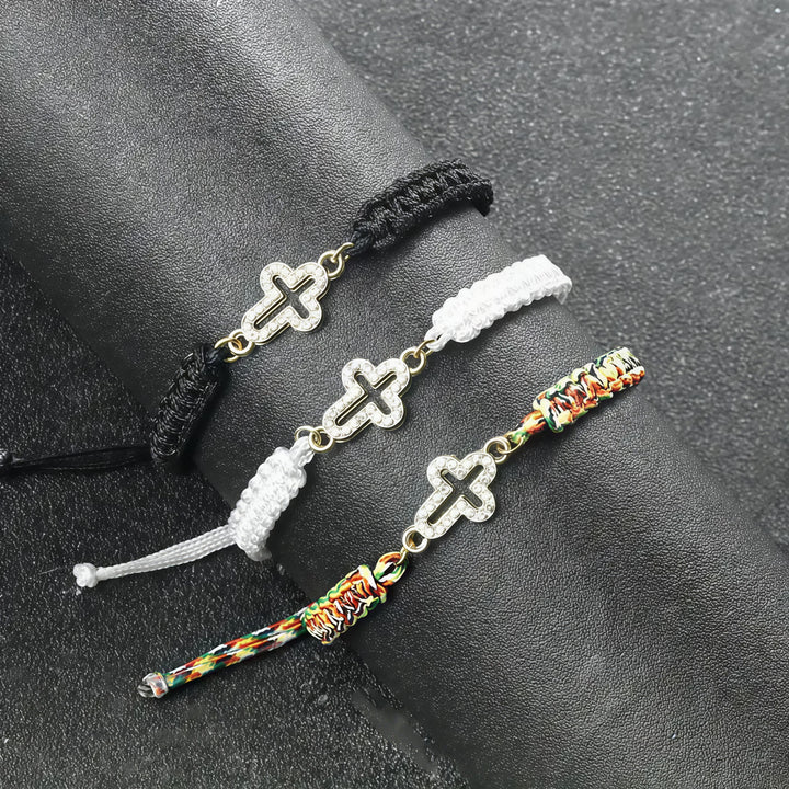 Christianartworkshop Woven Cord Cross with Shimmering Cross Bracelet: Ground Your Faith in His Enduring Presence - image 1