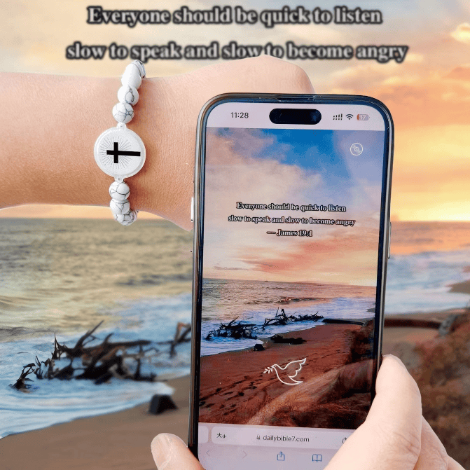 Christianartworkshop NFC-Enabled Natural Stone Bible Verse Bracelet: Tap to Receive Daily Jesus’ Word - image 19