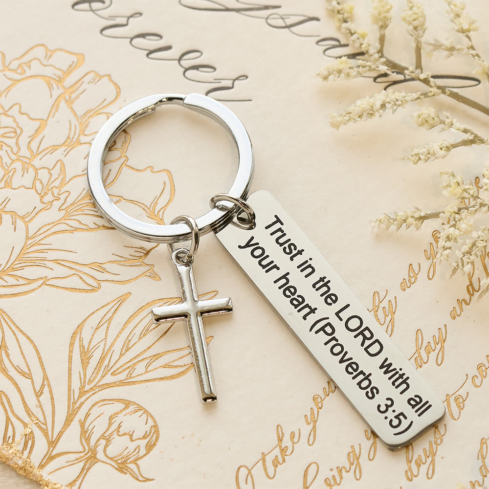 Christianartworkshop Engraved Bible Verse Keychain with Cross Charm: Carry Jesus’ Promises Wherever You Go - image 3
