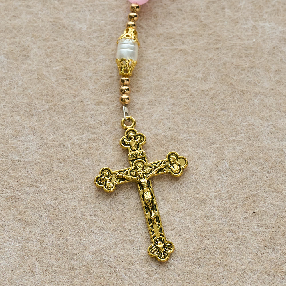 Christianartworkshop Pink Cat’s Eye & Acrylic Bead Our Lady Rosary: Embody Sacred Love and Gentle Devotion - image 9