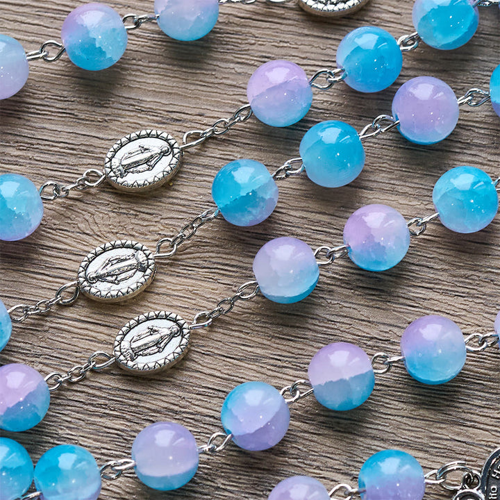 Christianartworkshop Blue-Purple Glass Bead Our Lady Rosary: Embody Sacred Love and Serene Devotion - image 6