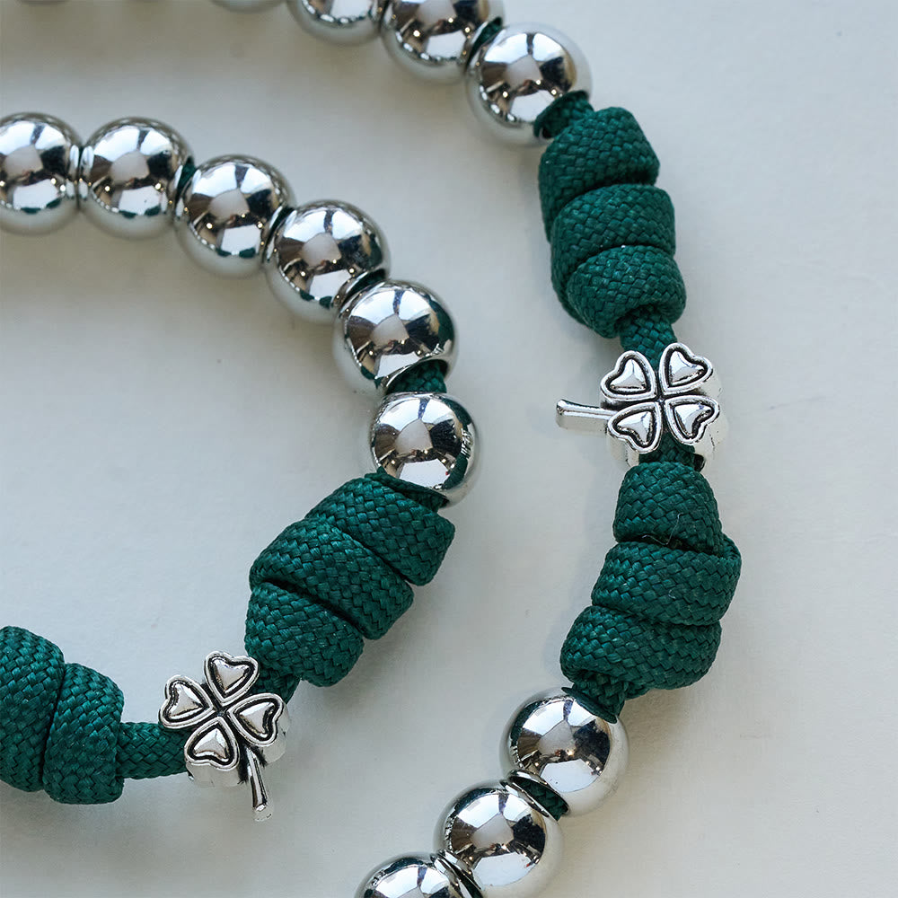 Christianartworkshop Paracord & Metal Bead Four-Leaf Clover Crucifix Rosary: Embody Sacred Strength and Devotion - image 5