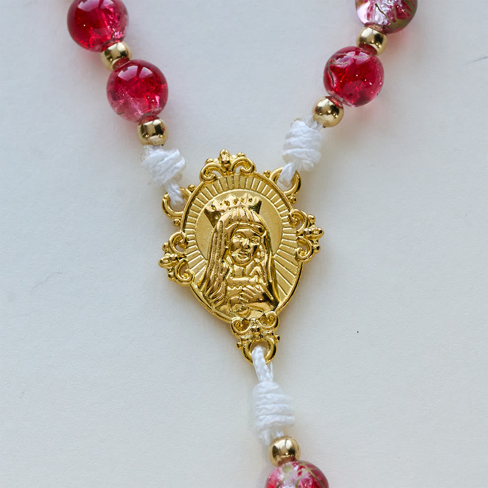 Christianartworkshop Red Glass Bead Holy Spirit Dove Our Lady Rosary: Embody Sacred Love and Vibrant Devotion - image 5