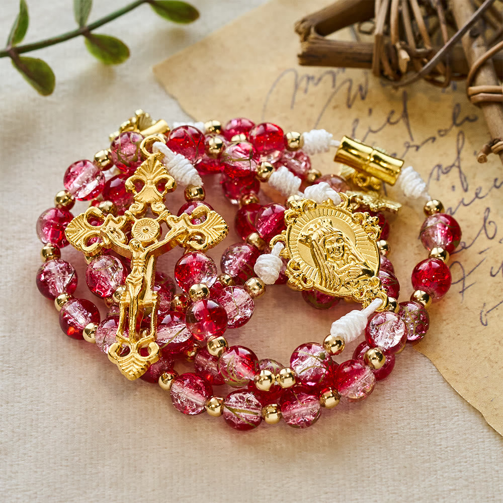 Christianartworkshop Red Glass Bead Holy Spirit Dove Our Lady Rosary: Embody Sacred Love and Vibrant Devotion - image 5