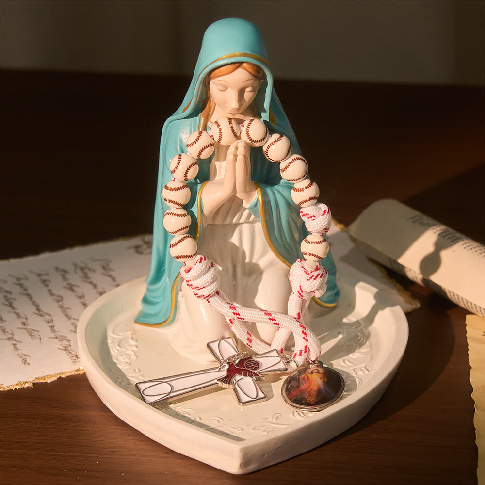 Christianartworkshop Baseball Bead Pocket Rosary with Dove Crucifix & Divine Mercy Medal - image 2