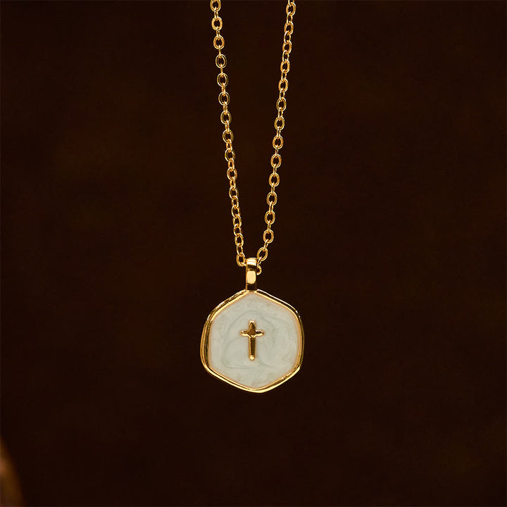 Christianartworkshop Geometric Cross Pendant Necklace in Pastel Hues - image 11