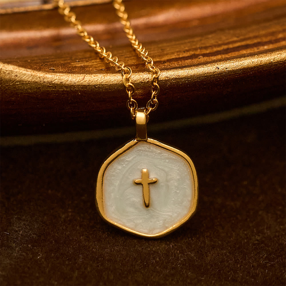 Christianartworkshop Geometric Cross Pendant Necklace in Pastel Hues - Blue - image 9