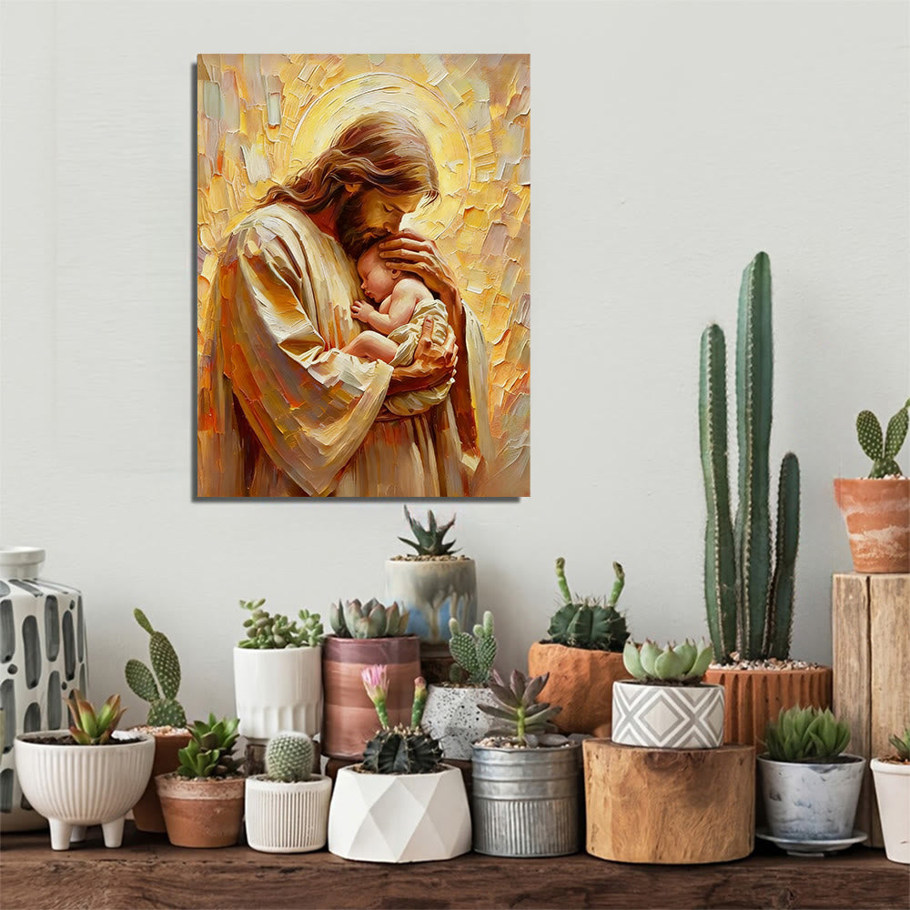 Christianartworkshop Embracing Jesus Wall Art Print: Tender Companion for Home Spaces - 11.81''*15.75''0.71"/30*40*1.8cm - Framed Canvas Painting - image 0