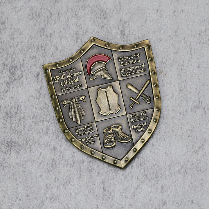 Christianartworkshop Classic Style Armor of God Shield Challenge Coin with Ephesians 6:13–17 - image 1