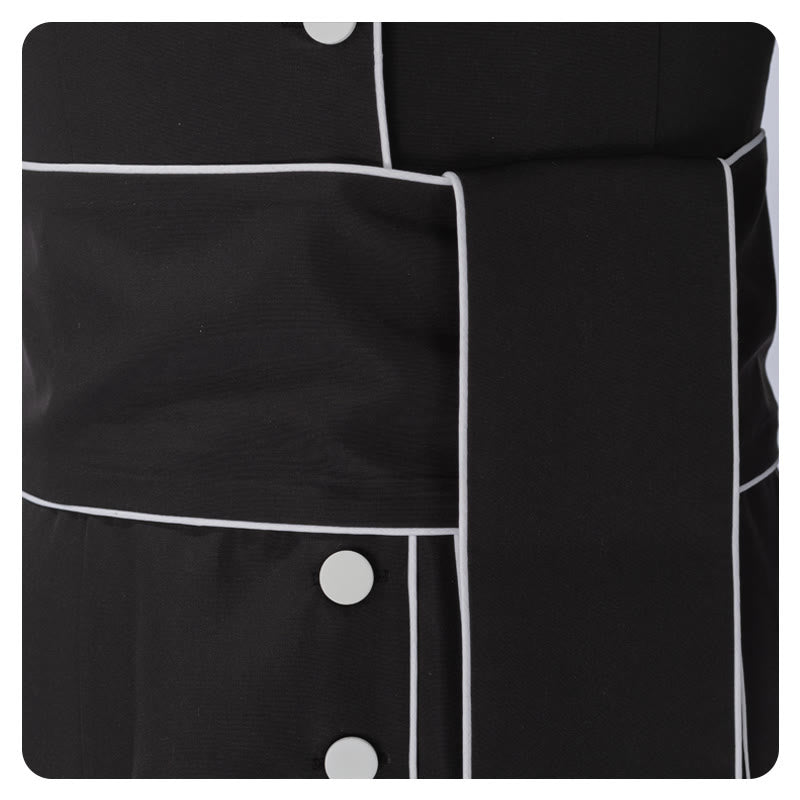 Christianartworkshop Ceremonial Black and White Stand Collar Clergy Robe with Belt & Cross Motifs - image 9