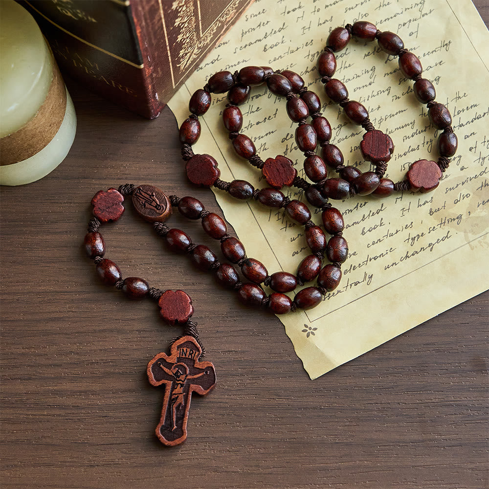 Handcrafted Christian Cross Rosewood Rosary - Rosewood Beads - image 0