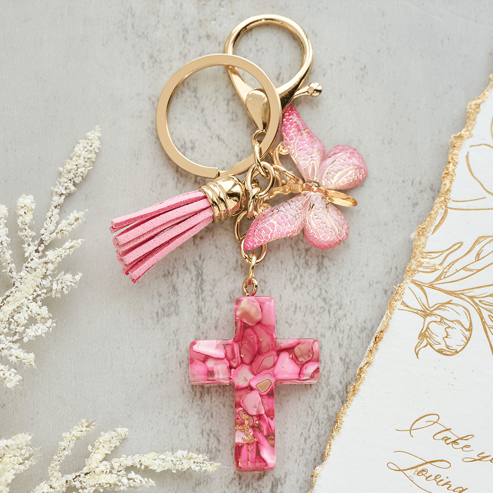 Christianartworkshop 6 Fresh Style Color Resin Butterfly Cross Keychain - image 9
