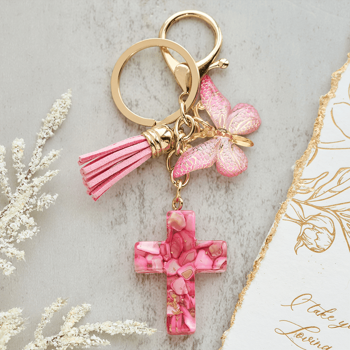 Christianartworkshop 6 Fresh Style Color Resin Butterfly Cross Keychain - image 9