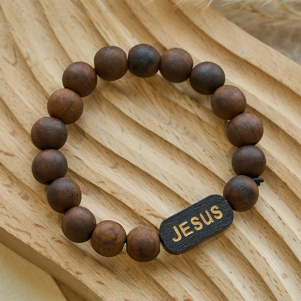 Christianartworkshop Jesus Wooden Bracelet  Jewelry Gifts - Coffee - image 0