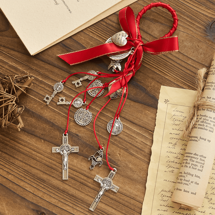 Christianartworkshop St. Benedict House Blessing Protection Medals Home/Car Hanger - Silver - image 0