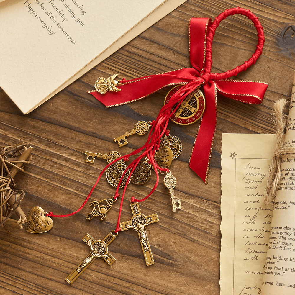 Christianartworkshop St. Benedict House Blessing Protection Medals Home/Car Hanger - Golden - image 2