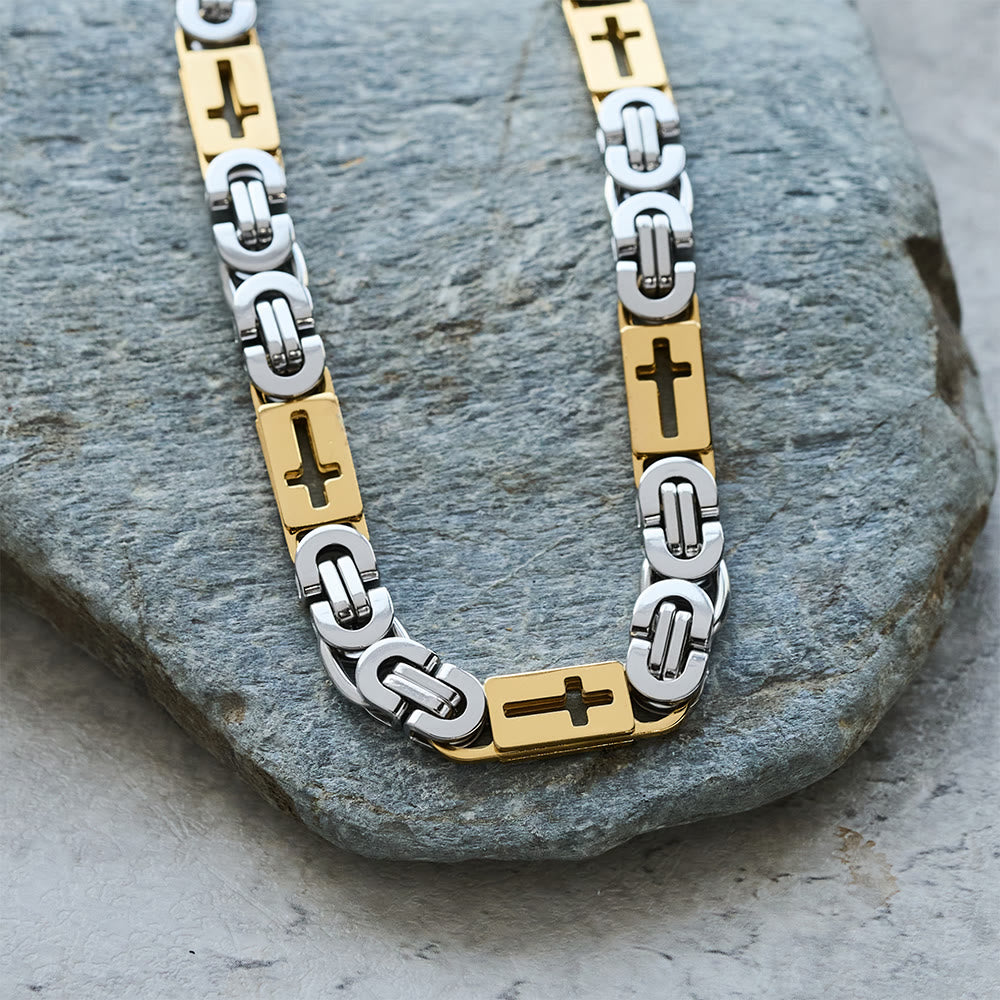 Christianartworkshop Tri - Color Cross - Embedded Chain Necklace & Bracelet: Bold Faith Statement - image 3