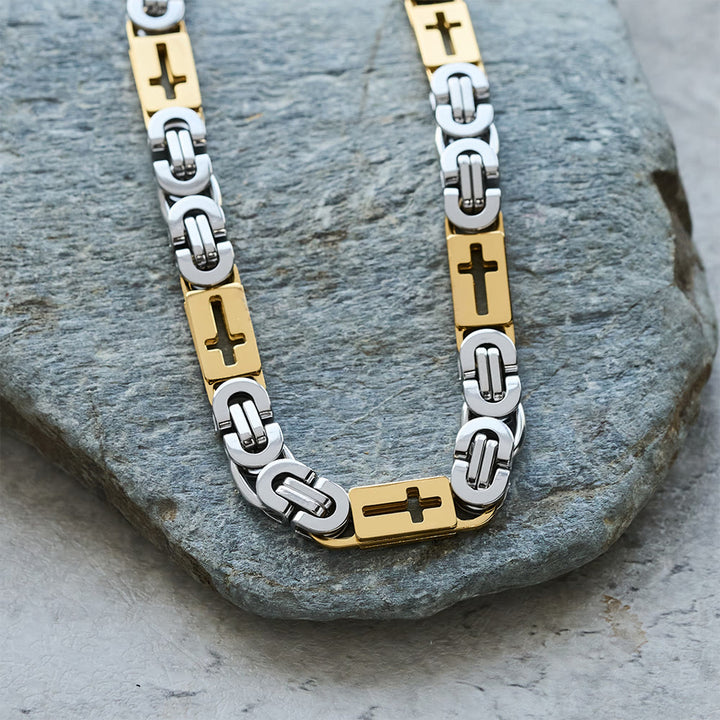 Christianartworkshop Tri - Color Cross - Embedded Chain Necklace & Bracelet: Bold Faith Statement - image 3