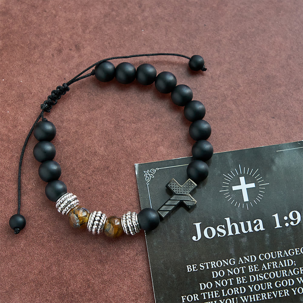 Christianartworkshop Scripture-Card American Flag + Cross Bracelet: Faith & Pride for Daily Wear - Joshua 1:9 - image 4