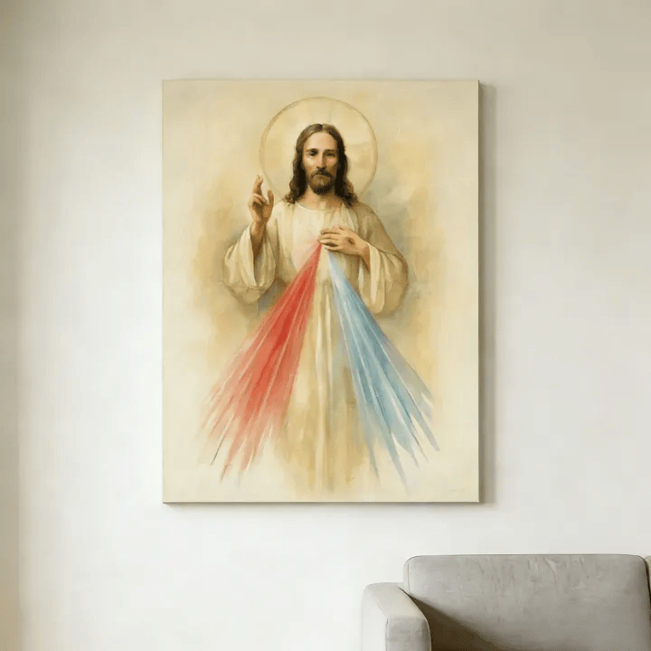 Christianartworkshop Divine Mercy Jesus Wall Art Print: Rays of Compassion and Peace for Your Home Sanctuary - image 2
