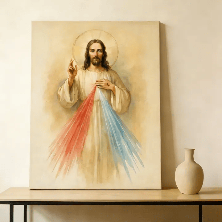 Christianartworkshop Divine Mercy Jesus Wall Art Print: Rays of Compassion and Peace for Your Home Sanctuary - image 0