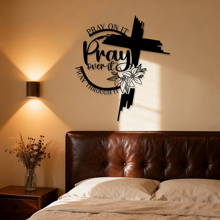 Christianartworkshop Modern Style Pray Over It Quote Inspirational Metal Wall Decor - image 1