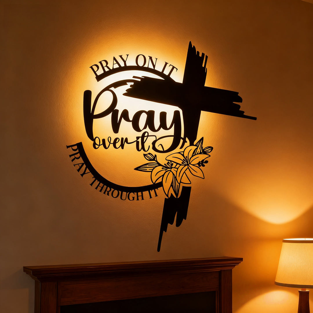 Christianartworkshop Modern Style Pray Over It Quote Inspirational Metal Wall Decor - image 2