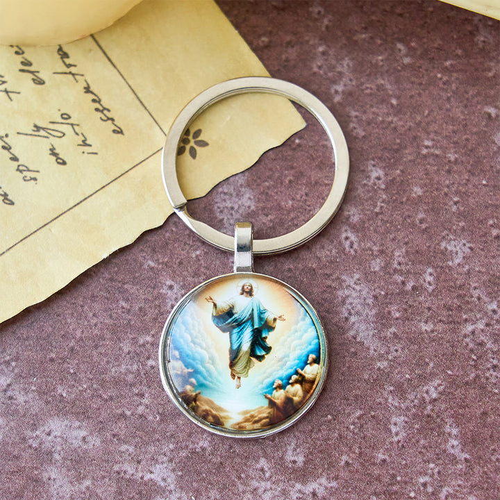 Christianartworkshop Classic Round Glass Keychain Of Divine Ascension: Timeless Symbol Of Faith's Uplifting Power - image 4