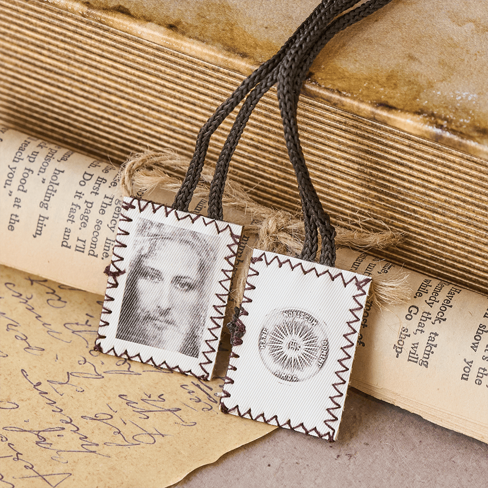 Christianartworkshop Jesus' Holy Face and Sacred Emblem of Mercy Scapular - Scapular - image 0