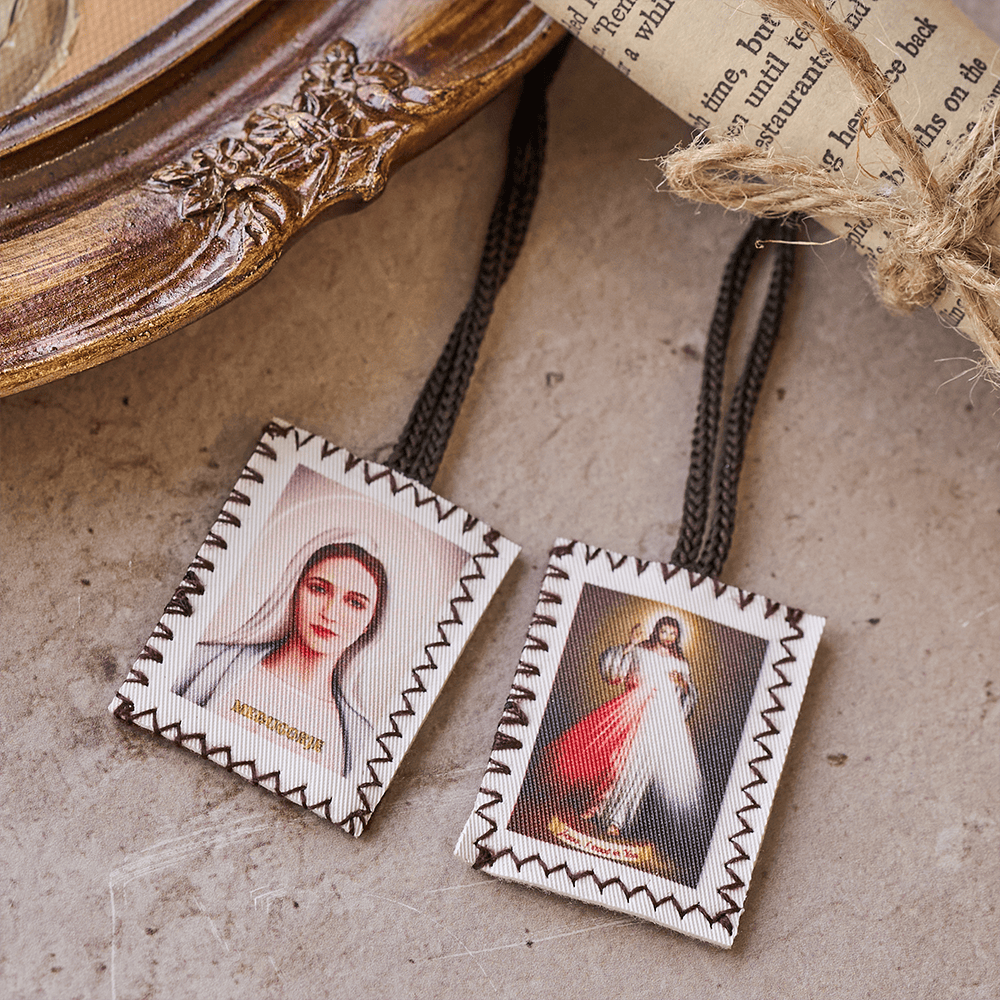 Christianartworkshop Double Sided Sacred Heart and Virgin Mary Scapular: A Dual Devotion to Jesus and Mary - image 4