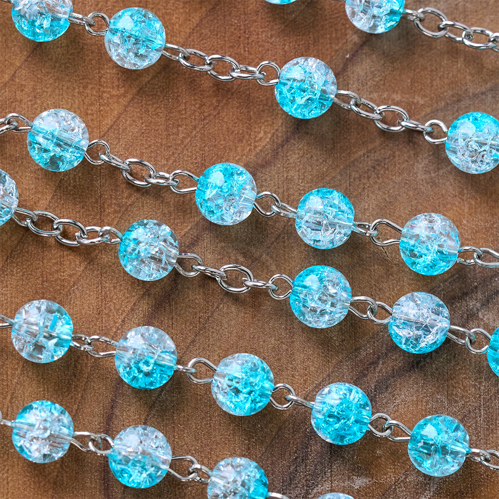 Celestial Blue Glass Beads Rosary with Jesus Heart & Crucifix - image 6