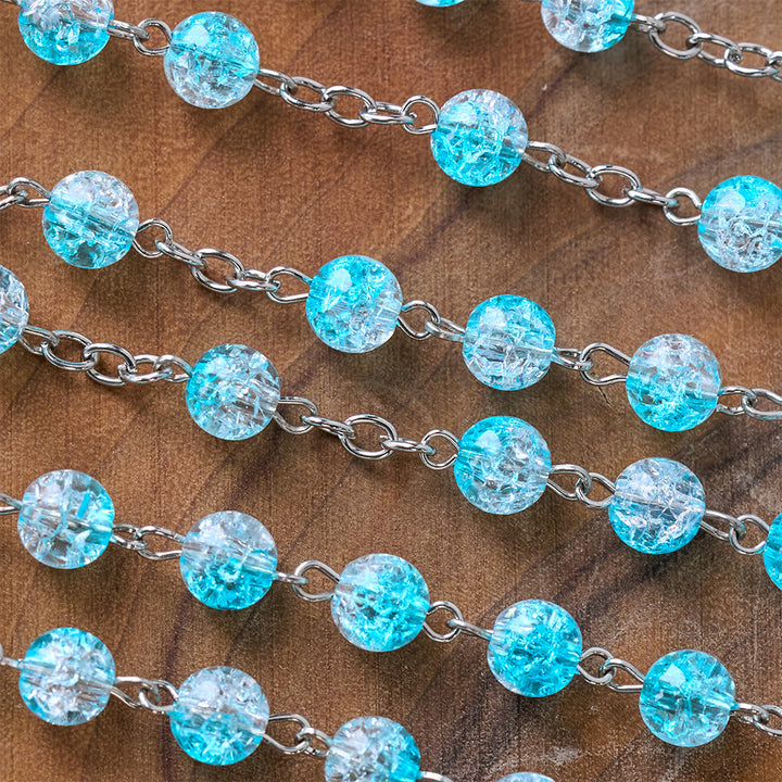 Celestial Blue Glass Beads Rosary with Jesus Heart & Crucifix - image 6