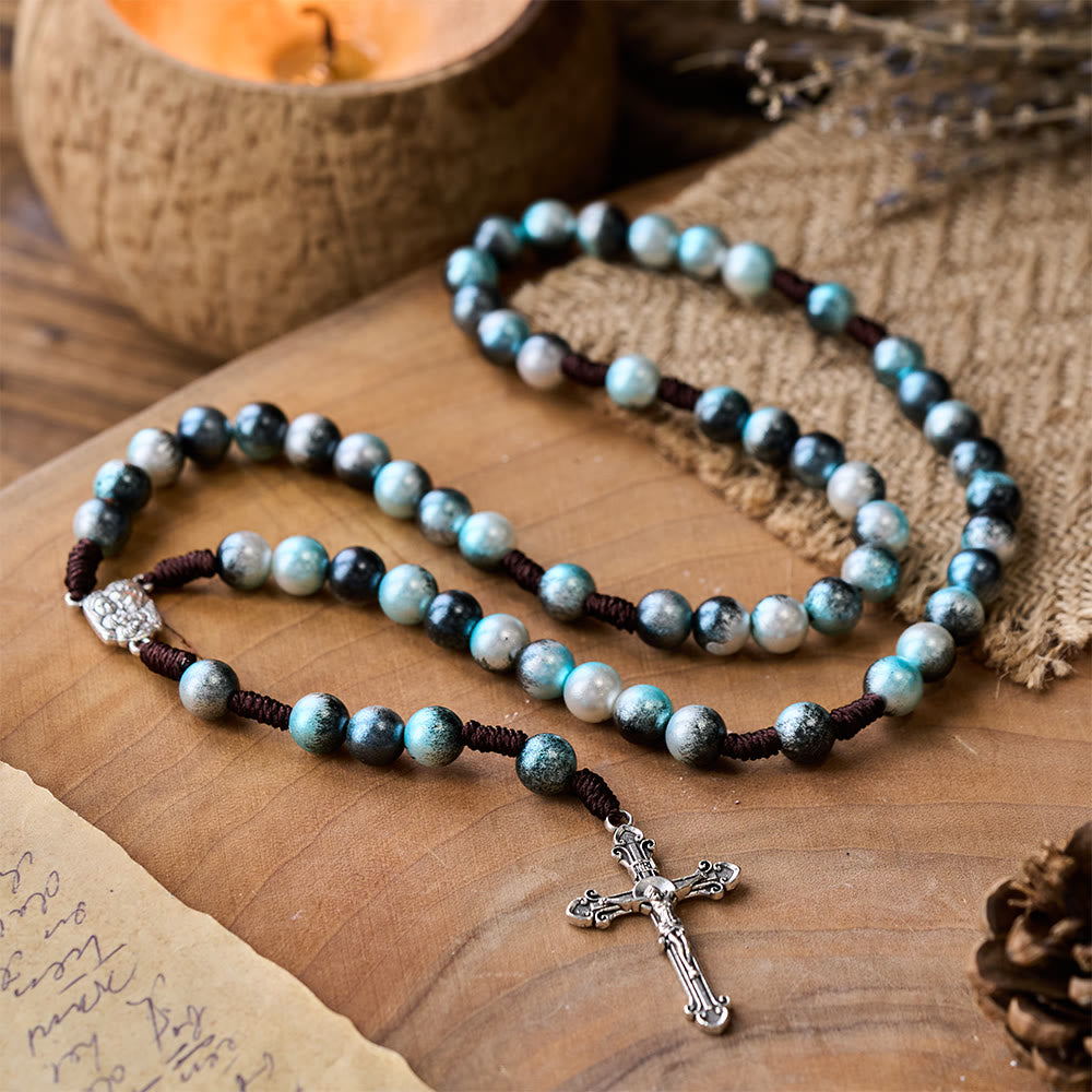 Holy Family & Crucifix of 10 mm Round Multicolor Acrylic Nylon Cord Rosary  - 🔥3 PCS - image 0