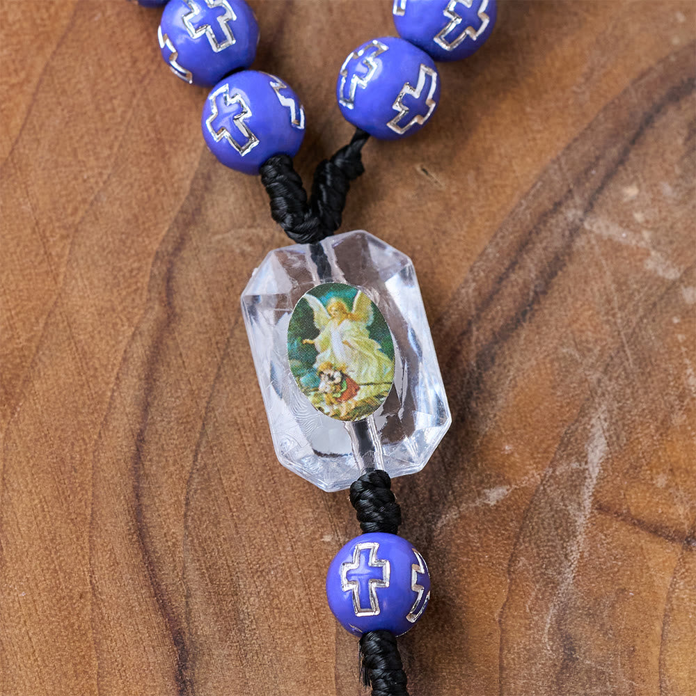 Crucifix of 10 mm Round Multicolor Acrylic Nylon Cord Rosary - image 7