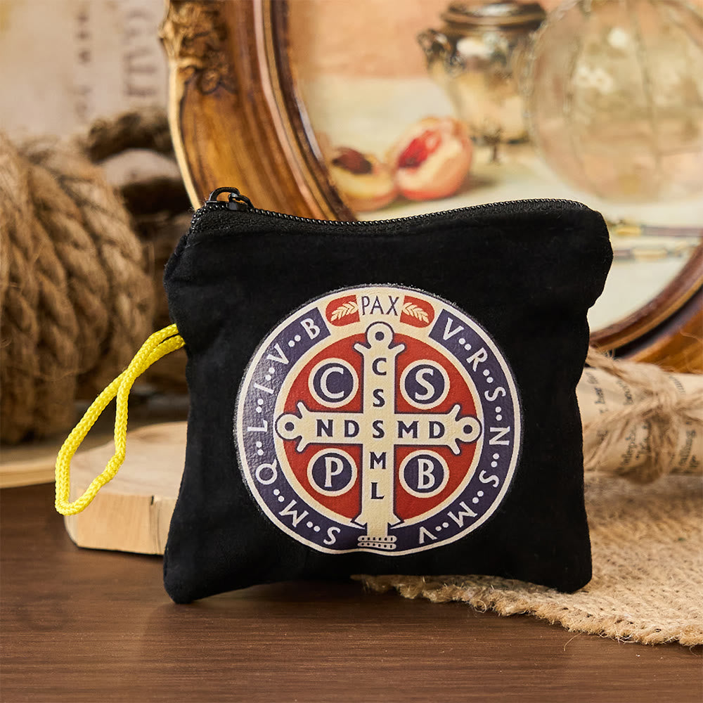 Modern Style St. Benedict Practical Velvet Religion Jewelry Storage Bag - Black - image 3