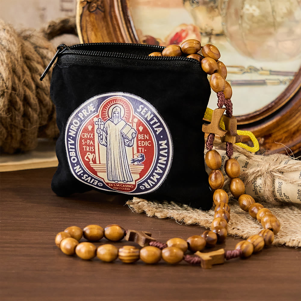 Modern Style St. Benedict Practical Velvet Religion Jewelry Storage Bag - image 2